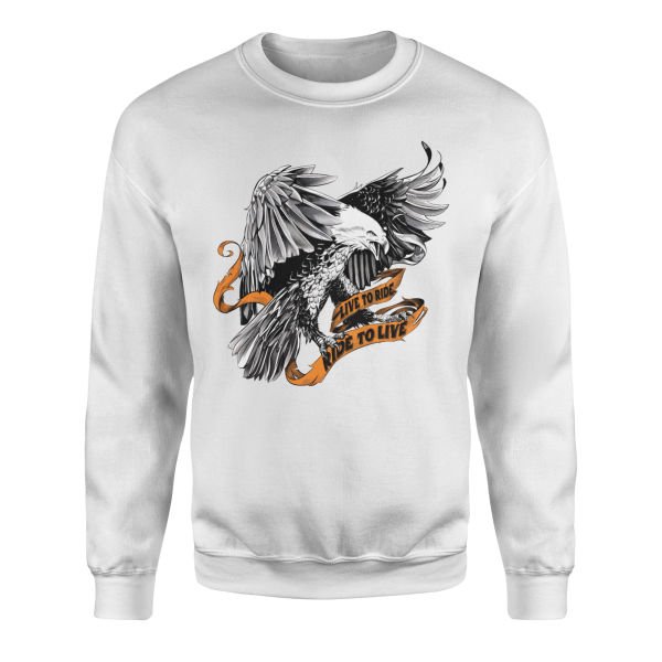 Live to Ride, Ride to Live Sweatshirt XL - Beyaz