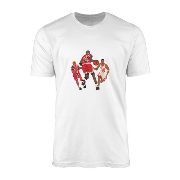 Jordan, Pippen, Rodman Tişört S - Beyaz
