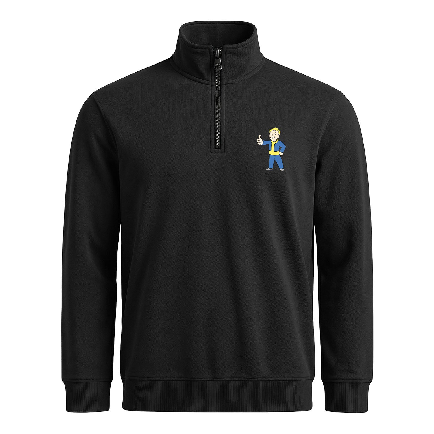 Vault Boy Yarım Fermuarlı Sweatshirt S - Siyah