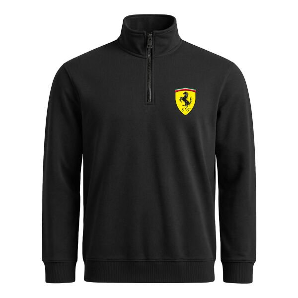 Scuderia Ferrari Yarım Fermuarlı Sweatshirt S - Siyah