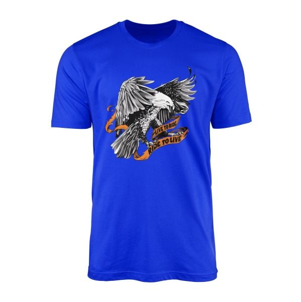 Live to Ride, Ride to Live Tişört L - Mavi