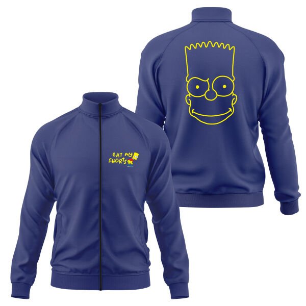 Eat My Shorts Bart Simpson Fermuarlı Sweatshirt S - İndigo Mavisi