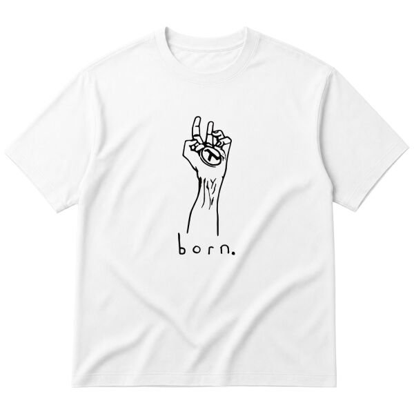 born. Oversize Tişört L - Beyaz