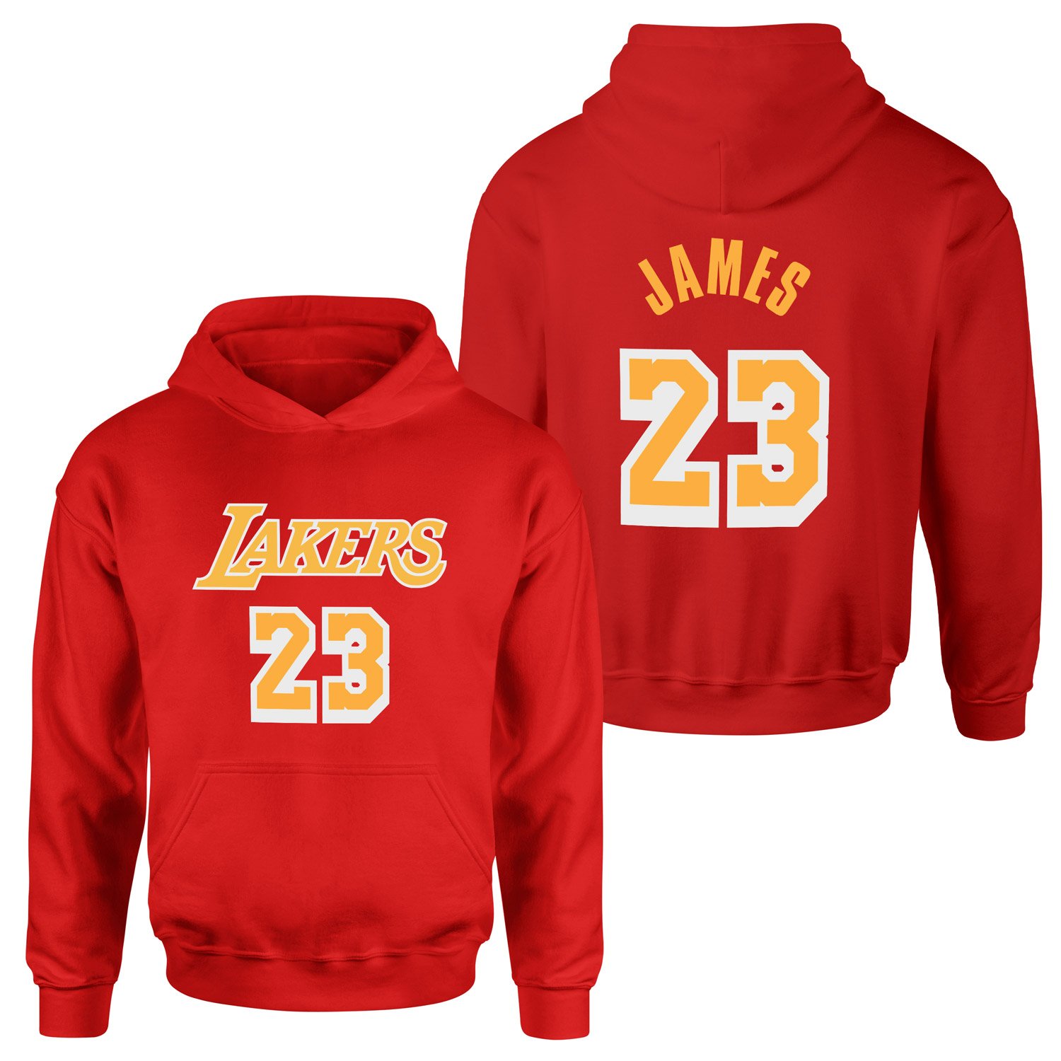 LeBron James 23 Lakers White Hoodie M - Kırmızı