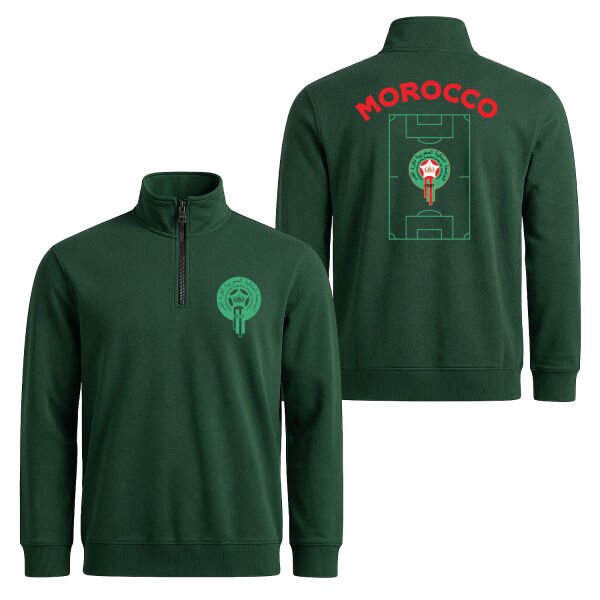 Fas Dünya Kupası 2026 Yarım Fermuarlı Sweatshirt S - Nefti Yeşili