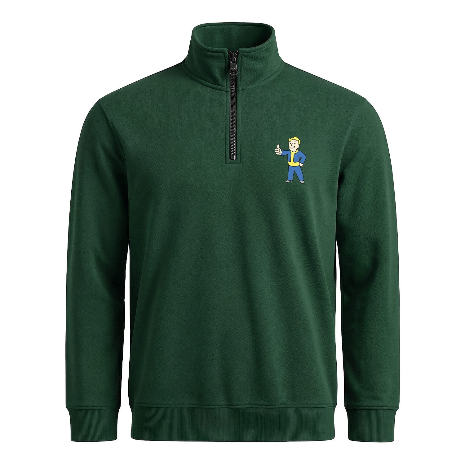 Vault Boy Yarım Fermuarlı Sweatshirt L - Nefti Yeşili