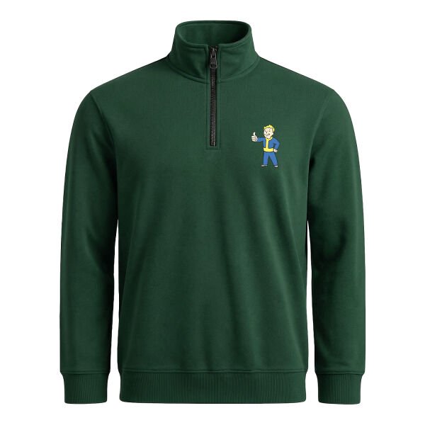 Vault Boy Yarım Fermuarlı Sweatshirt L - Nefti Yeşili