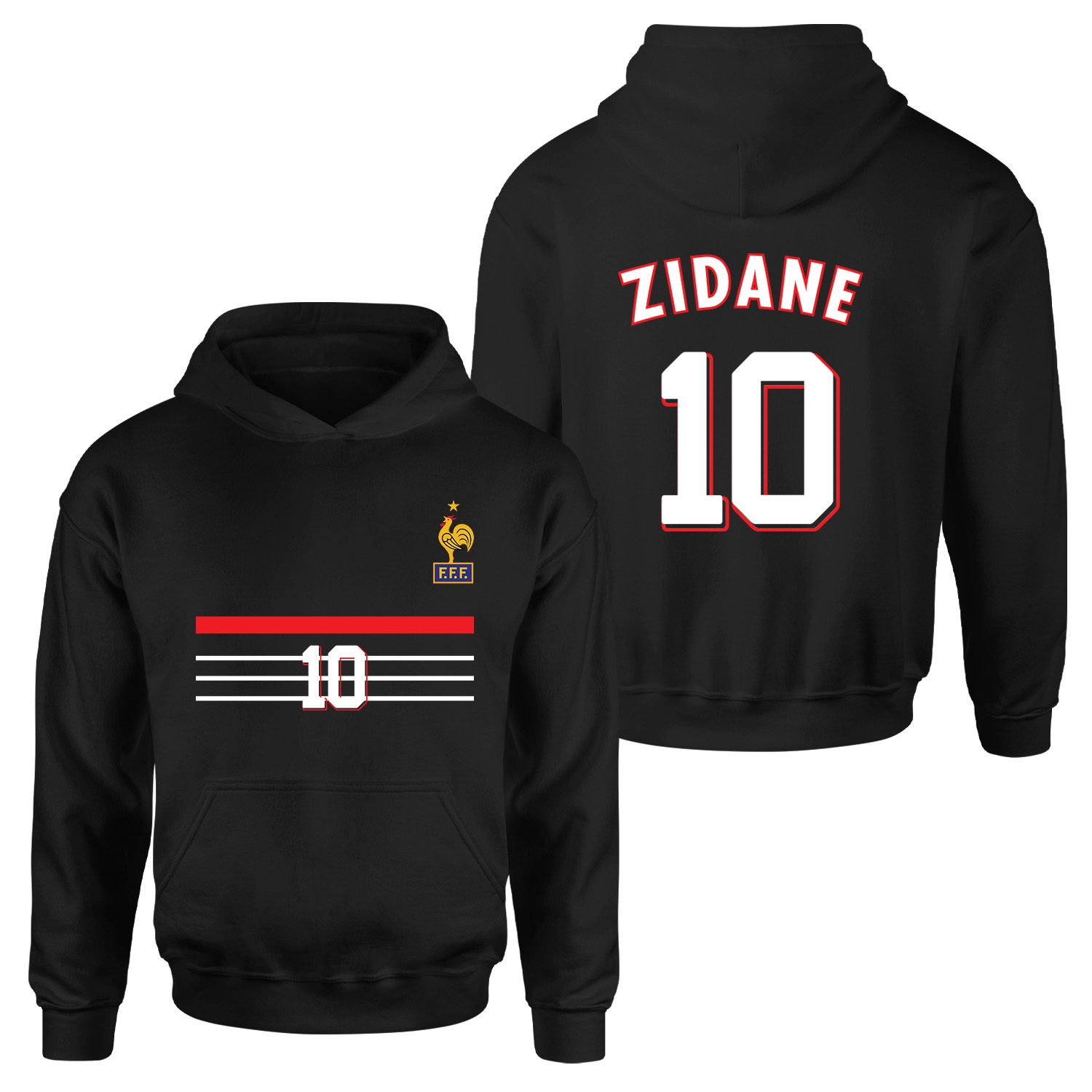 Zinedine Zidane 98 Fransa Hoodie M - Siyah