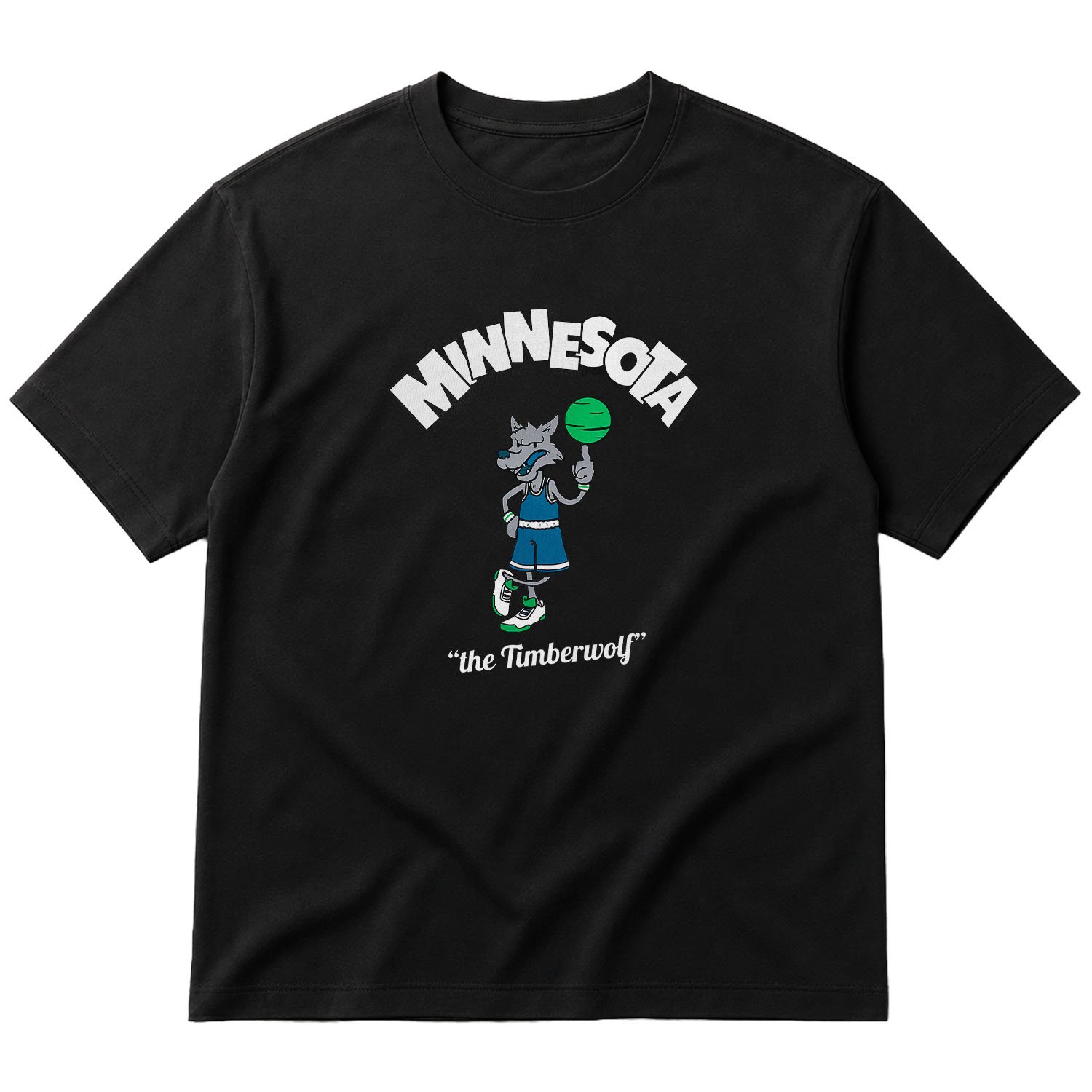 Wolves Cartoon Oversize Tişört XL - Siyah