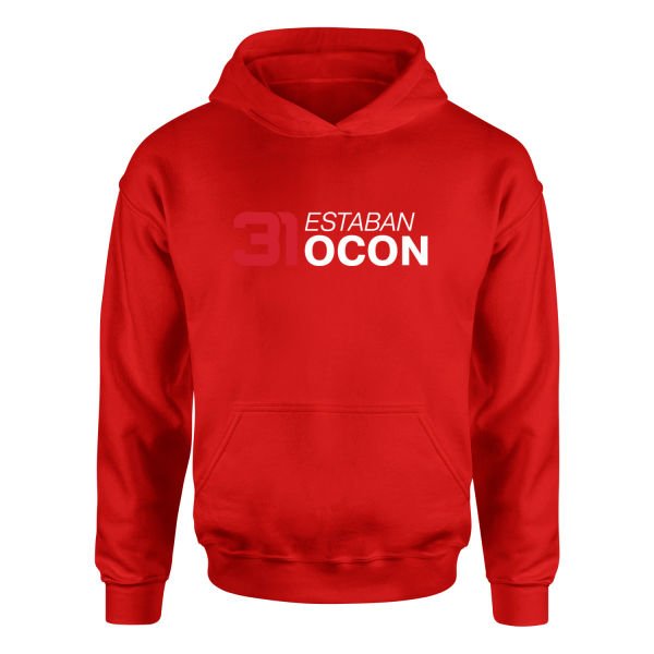 Estaban Ocon 31 Hoodie L - Kırmızı