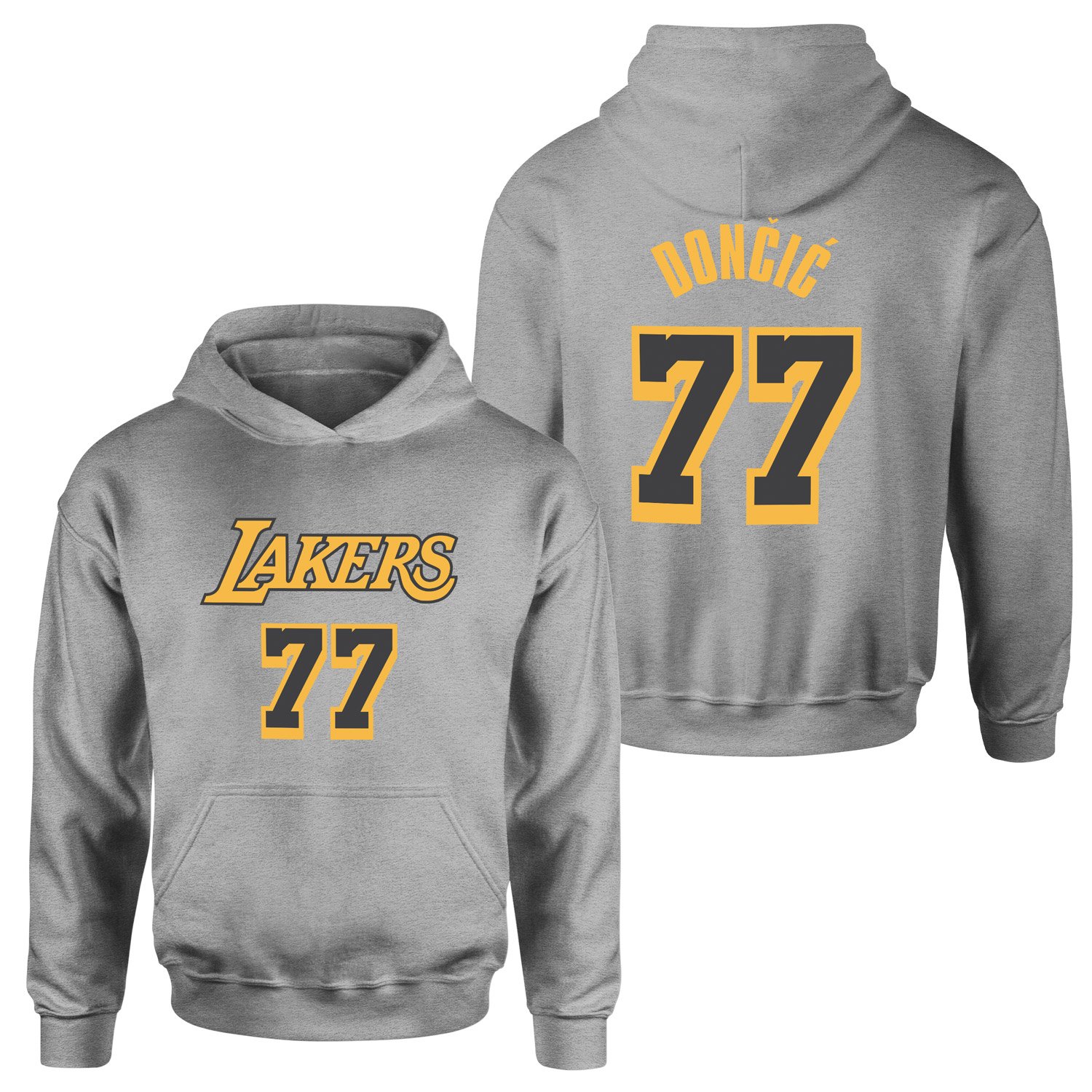 Luka Doncic 77 Lakers Black Hoodie S - Gri