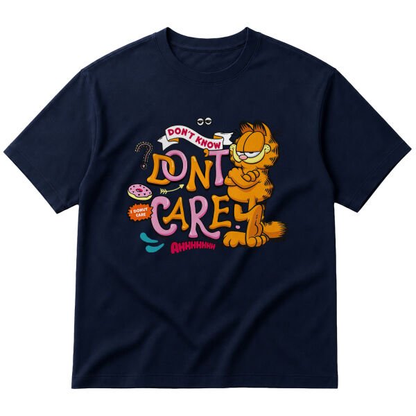 Garfield | I Don’t Care Oversize Tişört S - İndigo Mavisi