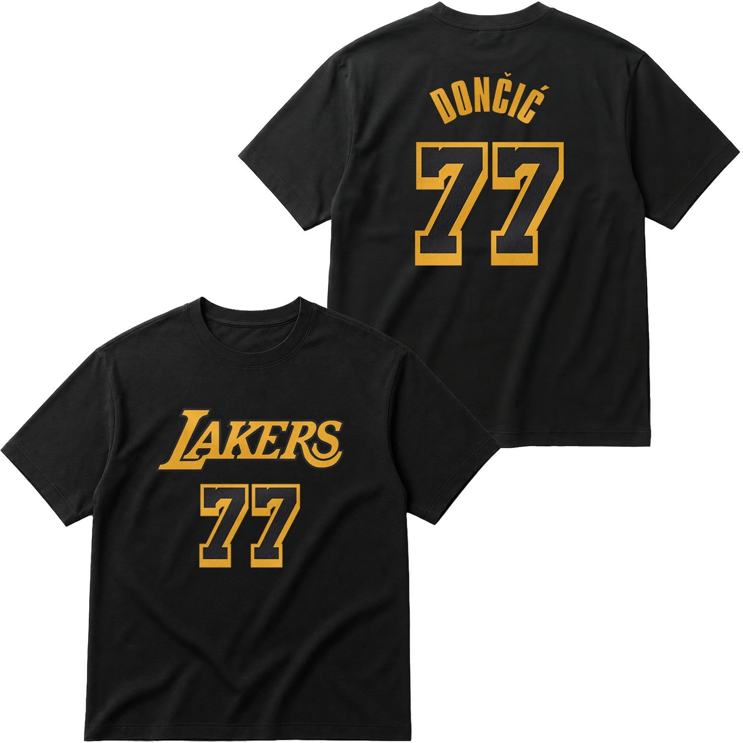 Luka Doncic 77 Lakers Black Oversize Tişört M - Siyah