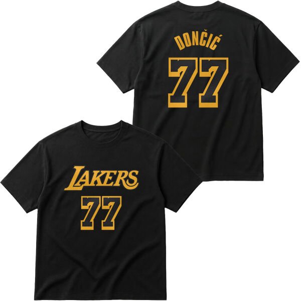Luka Doncic 77 Lakers Black Oversize Tişört M - Siyah