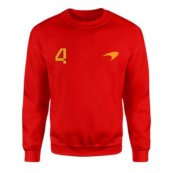 Lando Norris #4 McLaren Racing Sweatshirt M - Kırmızı
