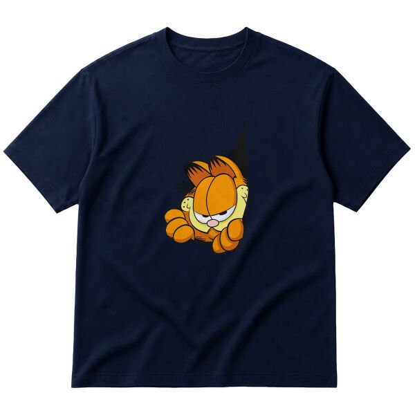 Garfield Tear Oversize Tişört L - İndigo Mavisi