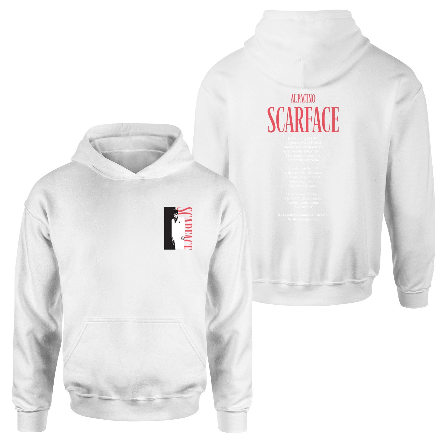 Scarface Al Pacino Hoodie S - Beyaz