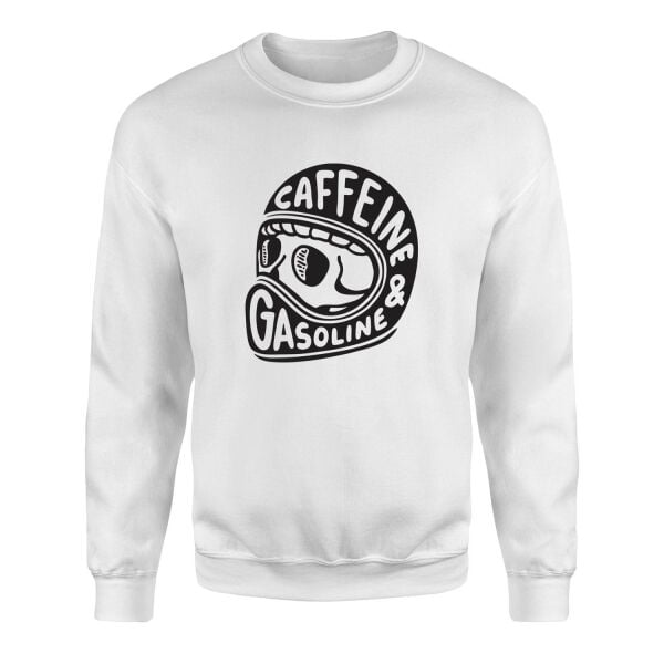Caffeine and Gasoline Sweatshirt S - Beyaz
