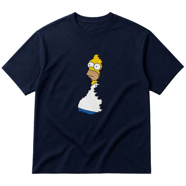 Homer in Hedges | The Simpsons Oversize Tişört L - İndigo Mavisi