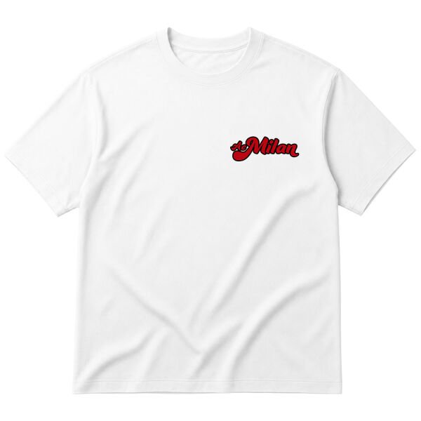 AC Milan Cursive Oversize Tişört L - Beyaz
