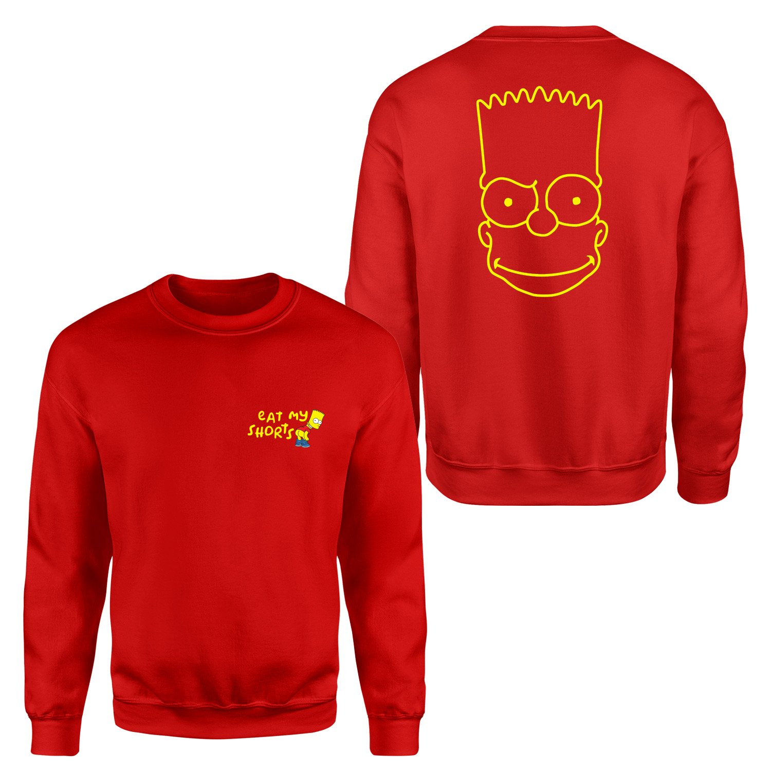 Eat My Shorts Bart Simpson Sweatshirt XL - Kırmızı