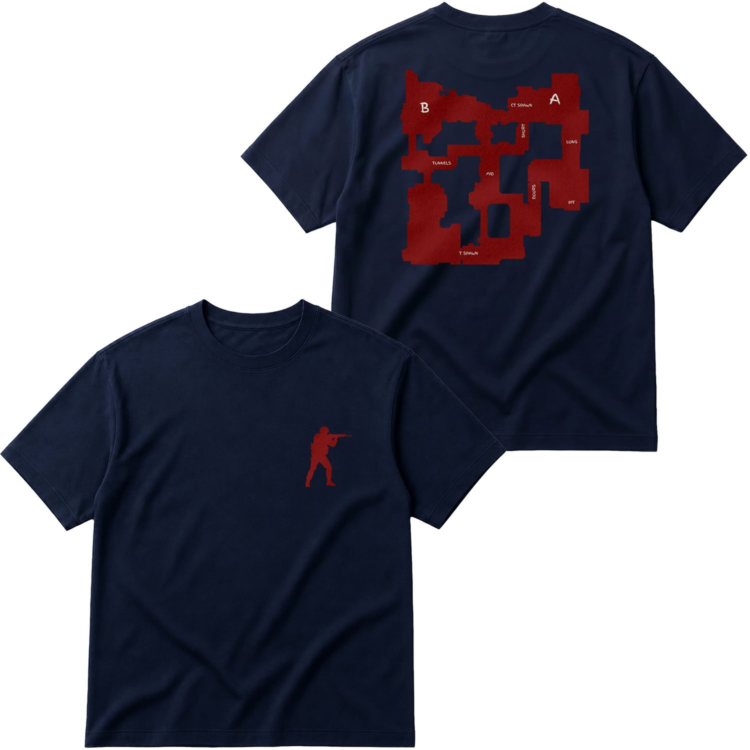 CS de_dust2 Edition Oversize Tişört XL - İndigo Mavisi