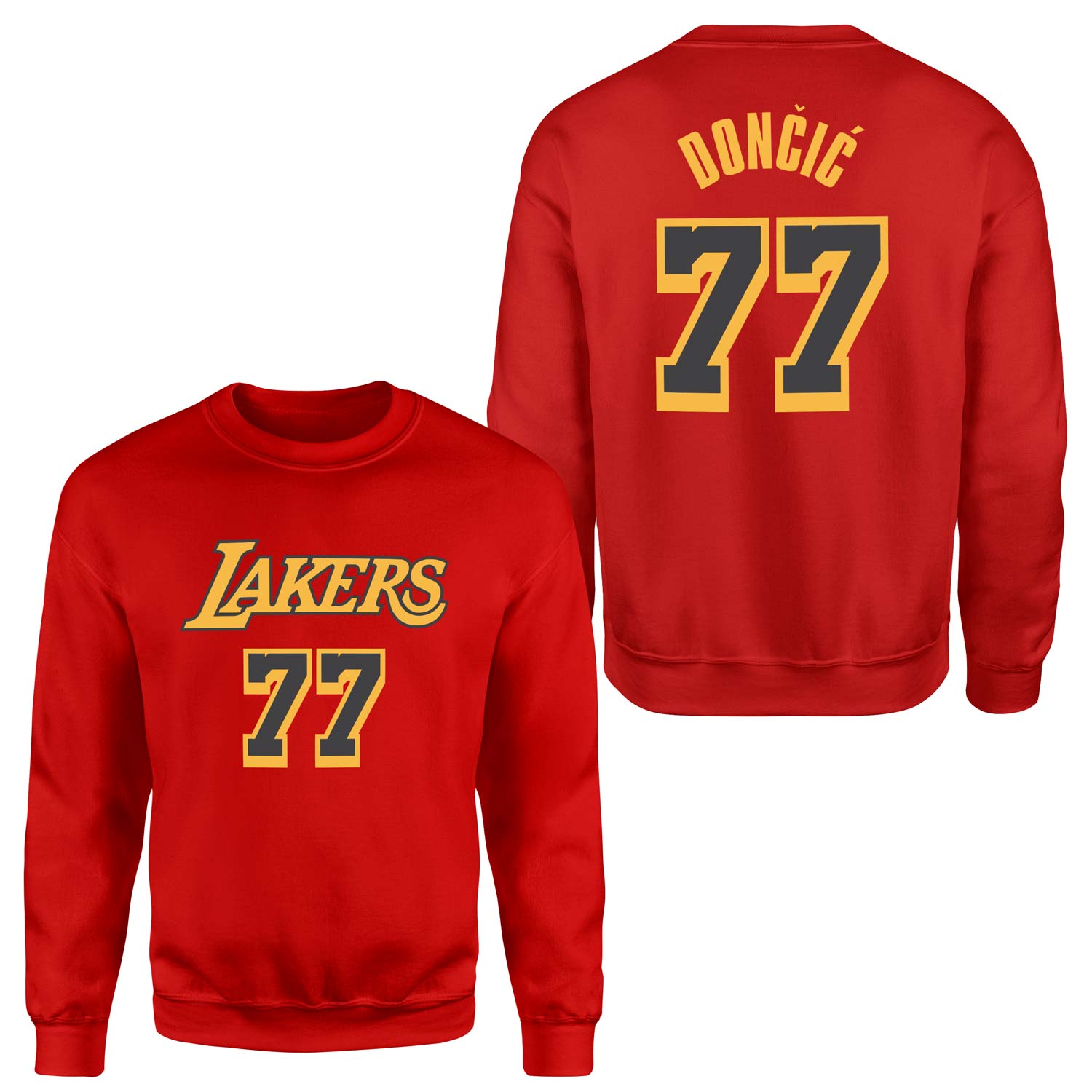 Luka Doncic 77 Lakers Black Sweatshirt M - Kırmızı