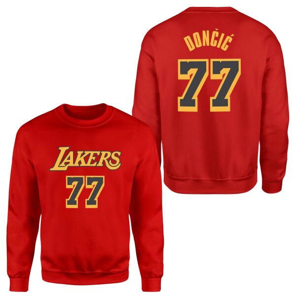 Luka Doncic 77 Lakers Black Sweatshirt M - Kırmızı