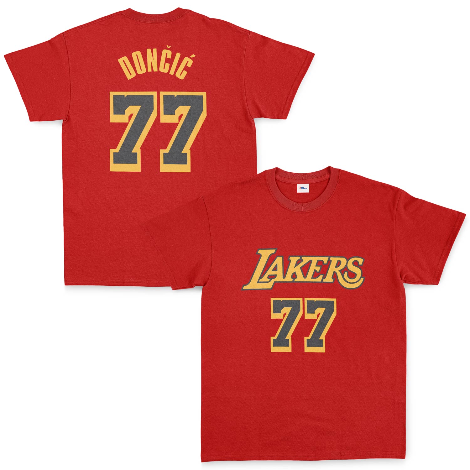 Luka Doncic 77 Lakers Black Tişört S - Kırmızı