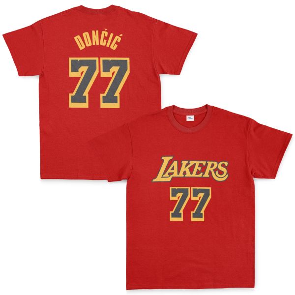Luka Doncic 77 Lakers Black Tişört S - Kırmızı