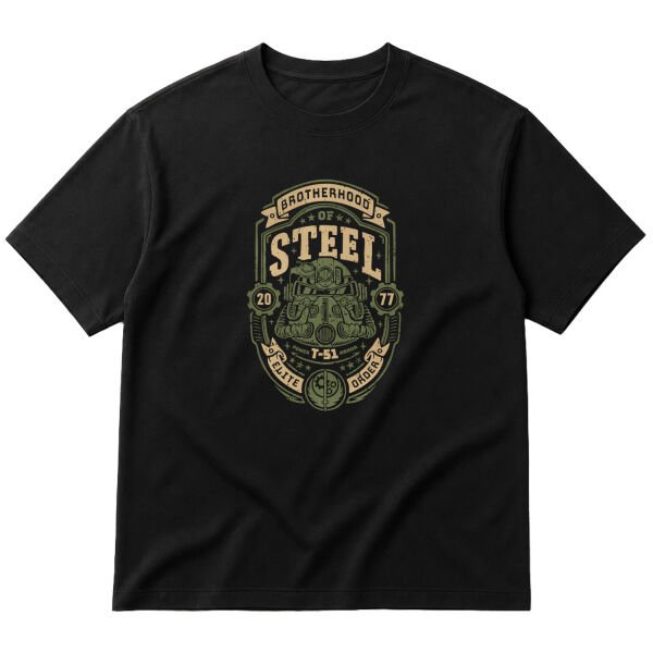 Brotherhood of Steel Grunge Oversize Tişört L - Siyah