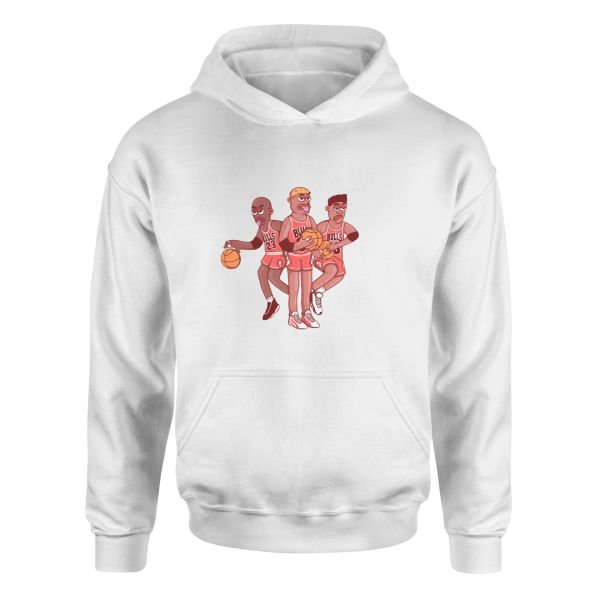 Jordan, Pippen, Rodman II Hoodie M - Beyaz