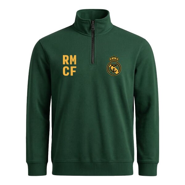 Real Madrid Madridista Edition RMCF Yarım Fermuarlı Sweatshirt L - Nefti Yeşili