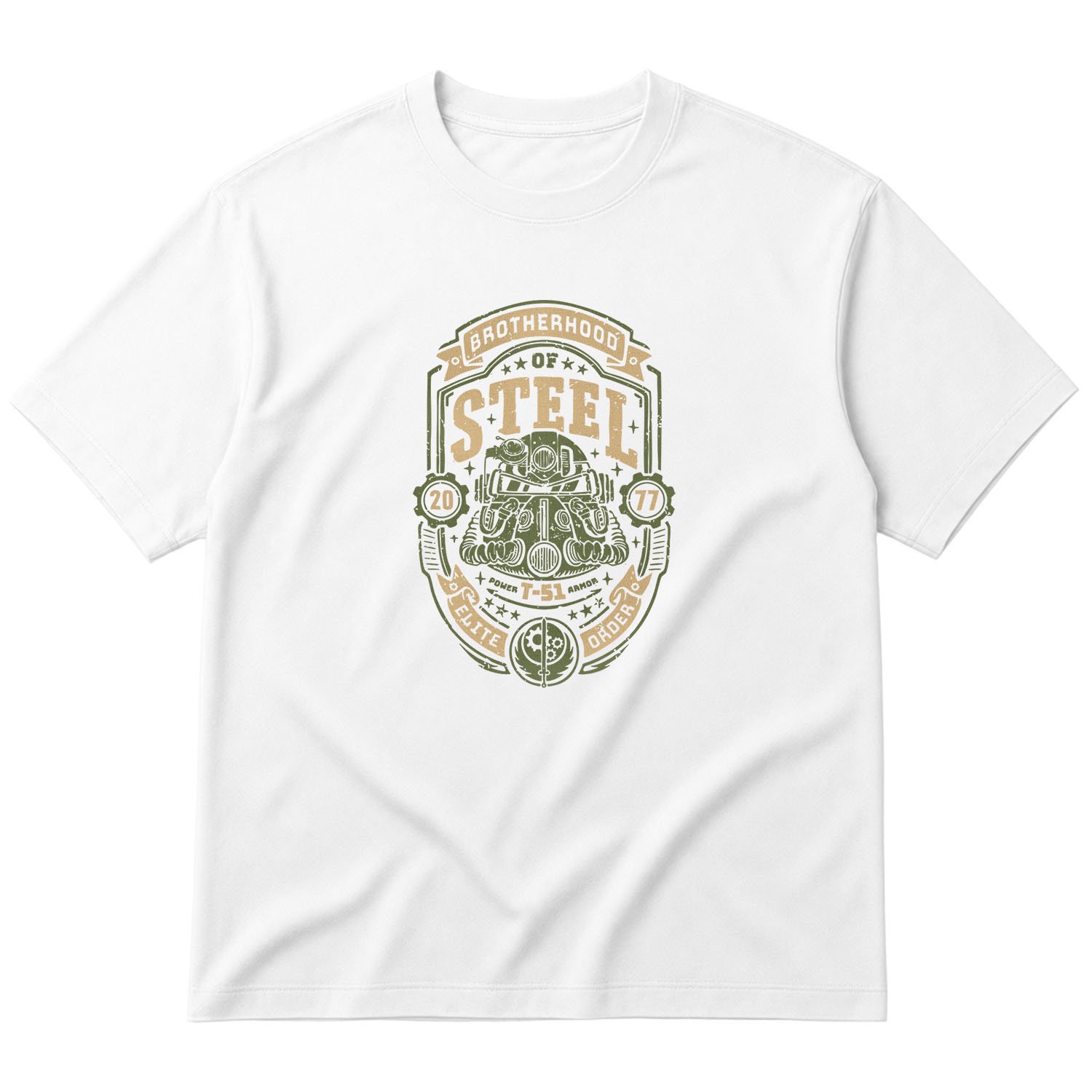 Brotherhood of Steel Grunge Oversize Tişört L - Beyaz