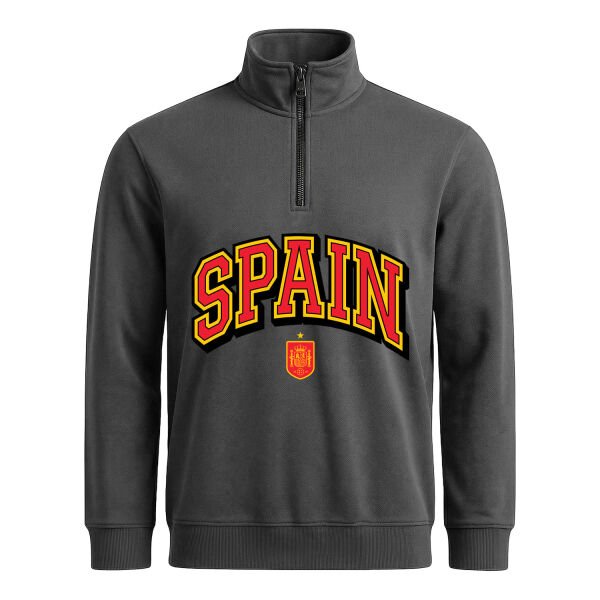 İspanya 2026 Varsity Yarım Fermuarlı Sweatshirt L - Füme