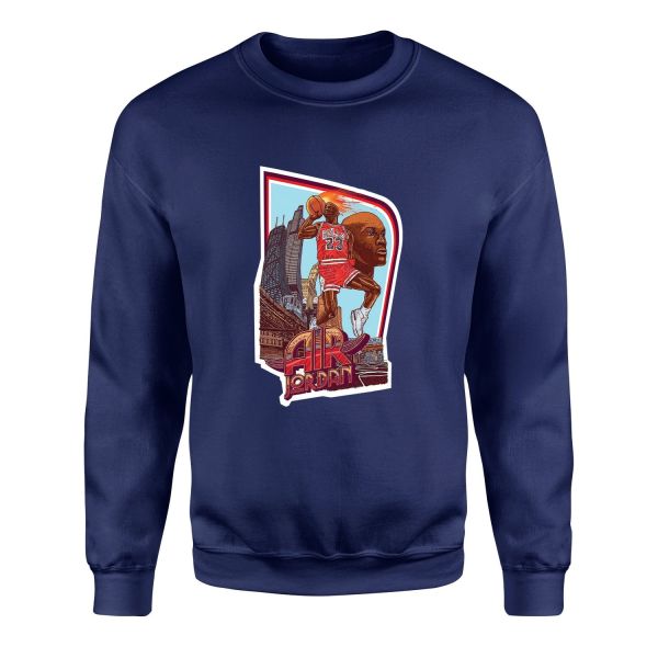 Air Jordan Print Sweatshirt M - İndigo Mavisi