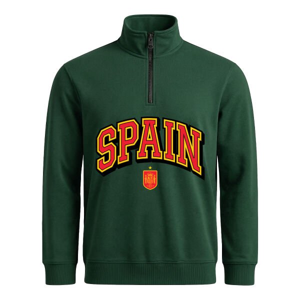 İspanya 2026 Varsity Yarım Fermuarlı Sweatshirt M - Nefti Yeşili