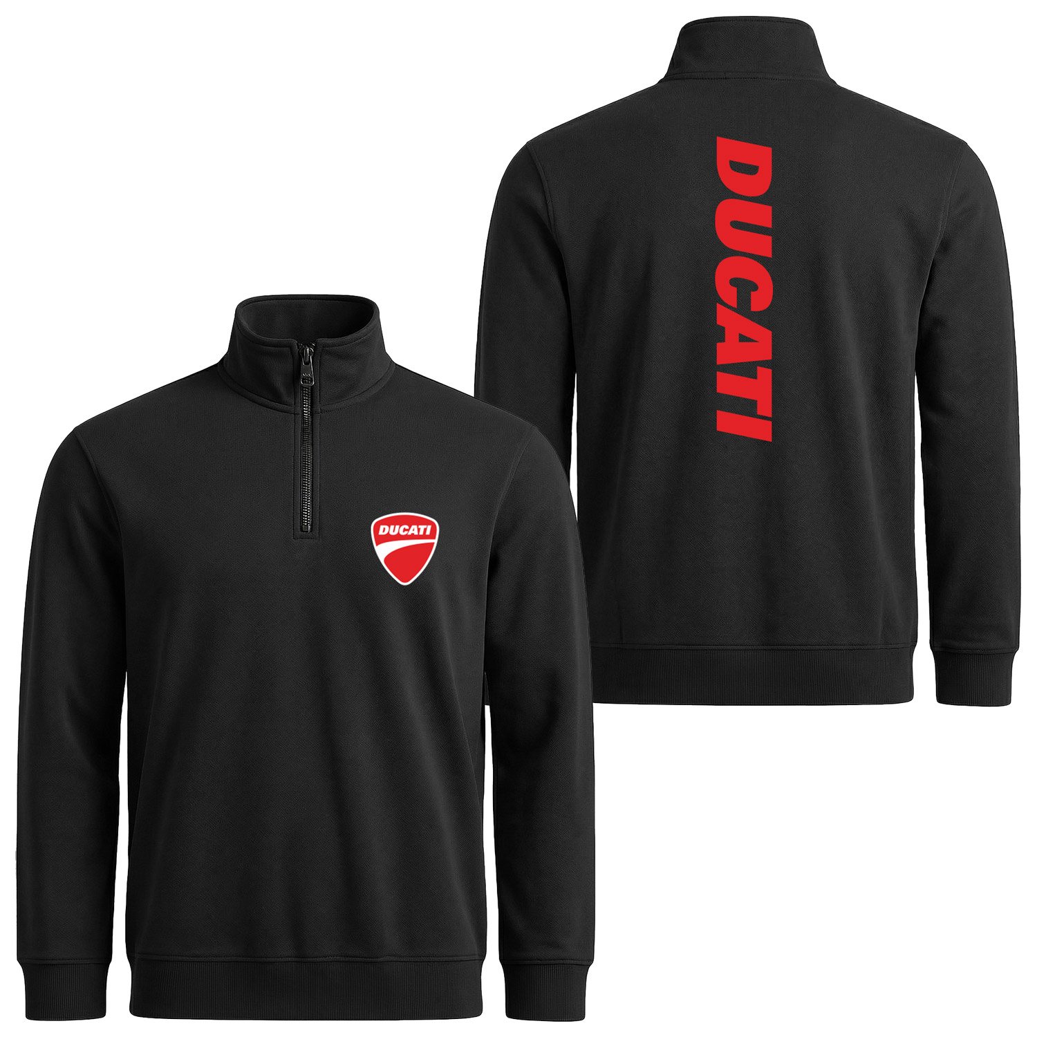 Ducati Basic Racing Yarım Fermuarlı Sweatshirt S - Siyah