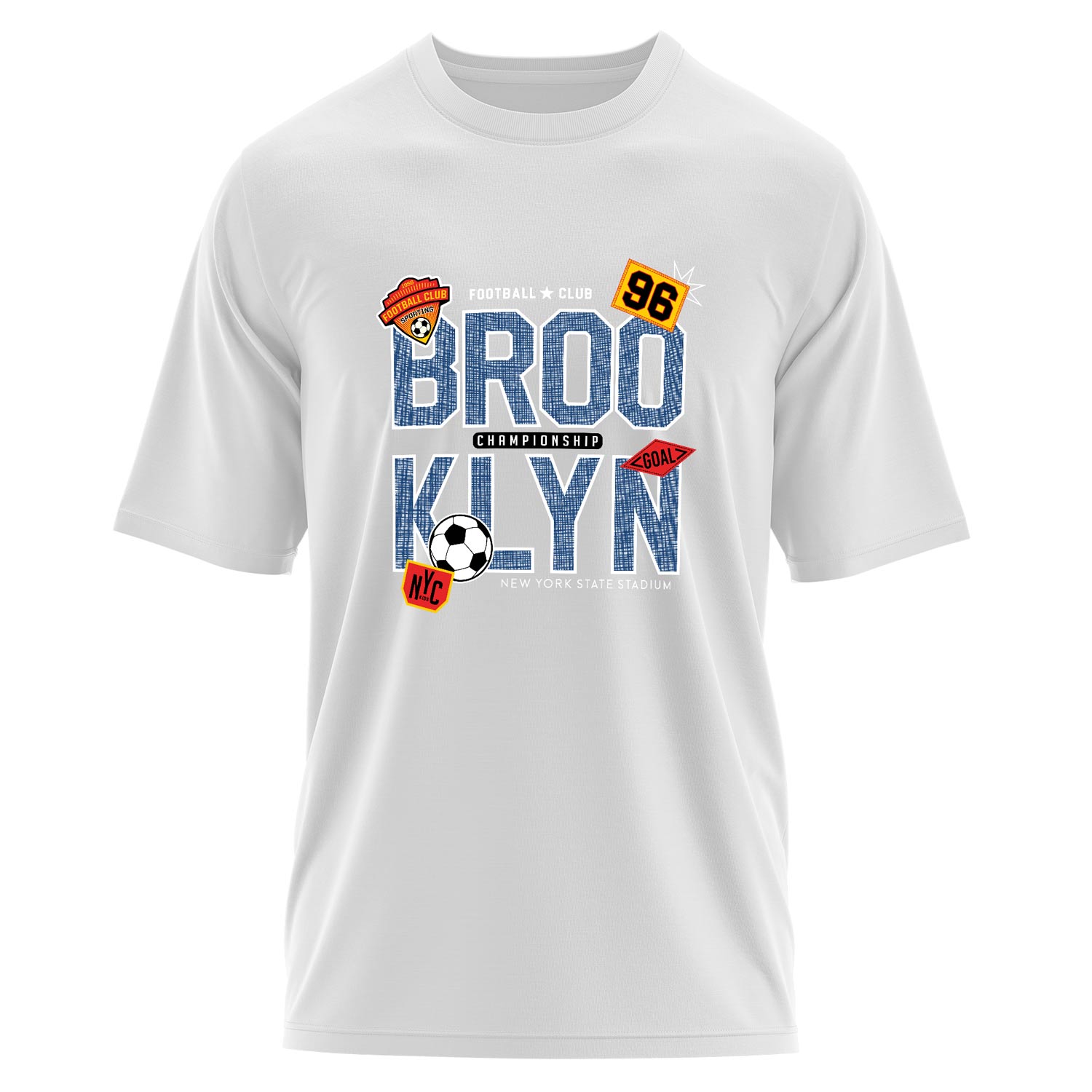 BROOKLYN 96 Championship Oversize Tişört L - Beyaz