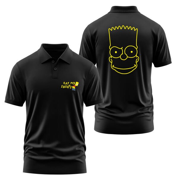 Eat My Shorts Bart Simpson Polo Tişört L - Siyah