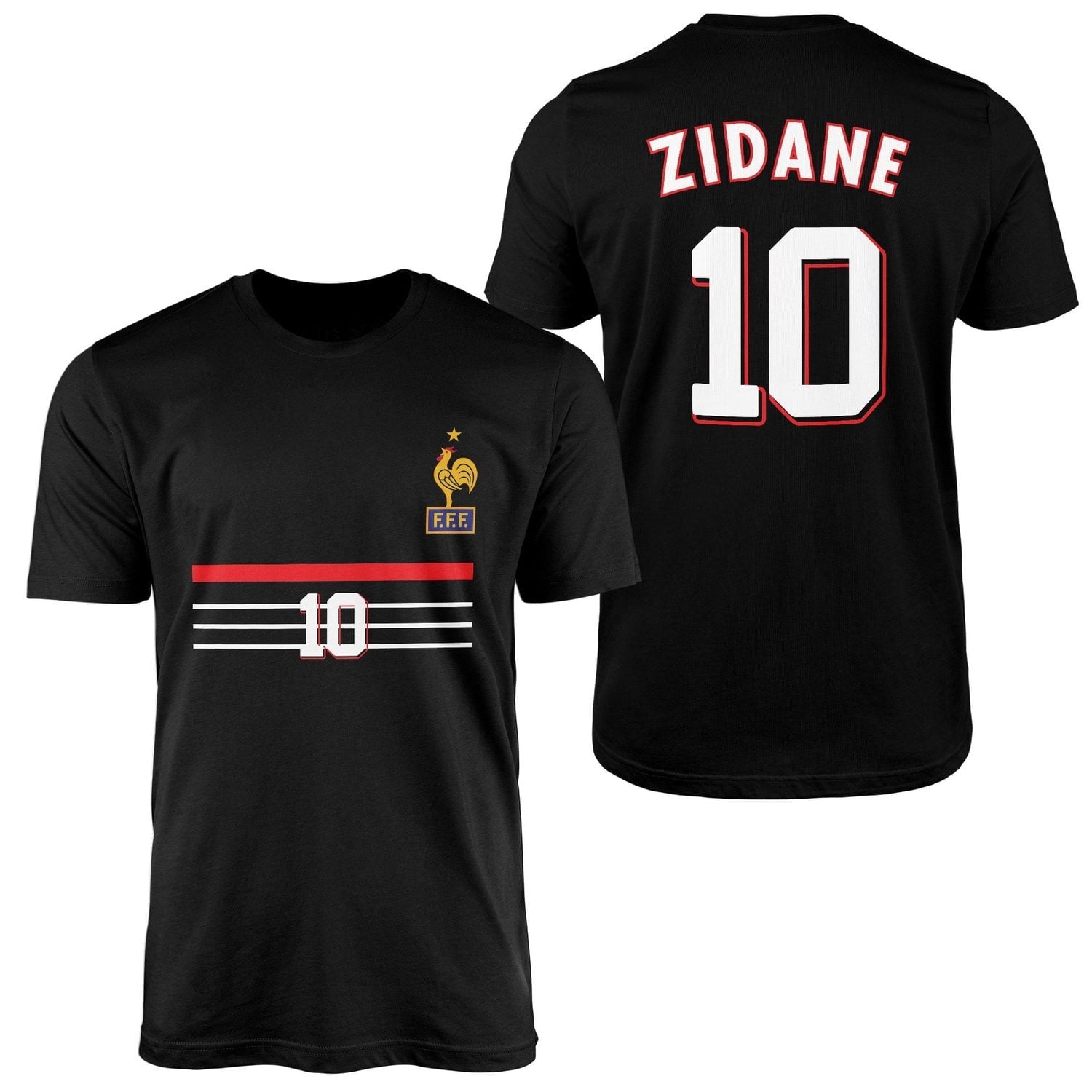 Zinedine Zidane 98 Fransa Tişört L - Siyah | OUTLET