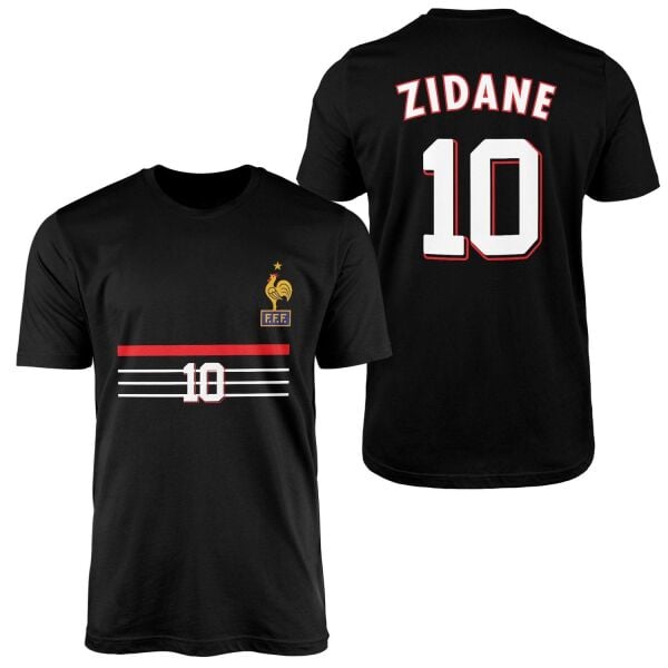 Zinedine Zidane 98 Fransa Tişört L - Siyah | OUTLET