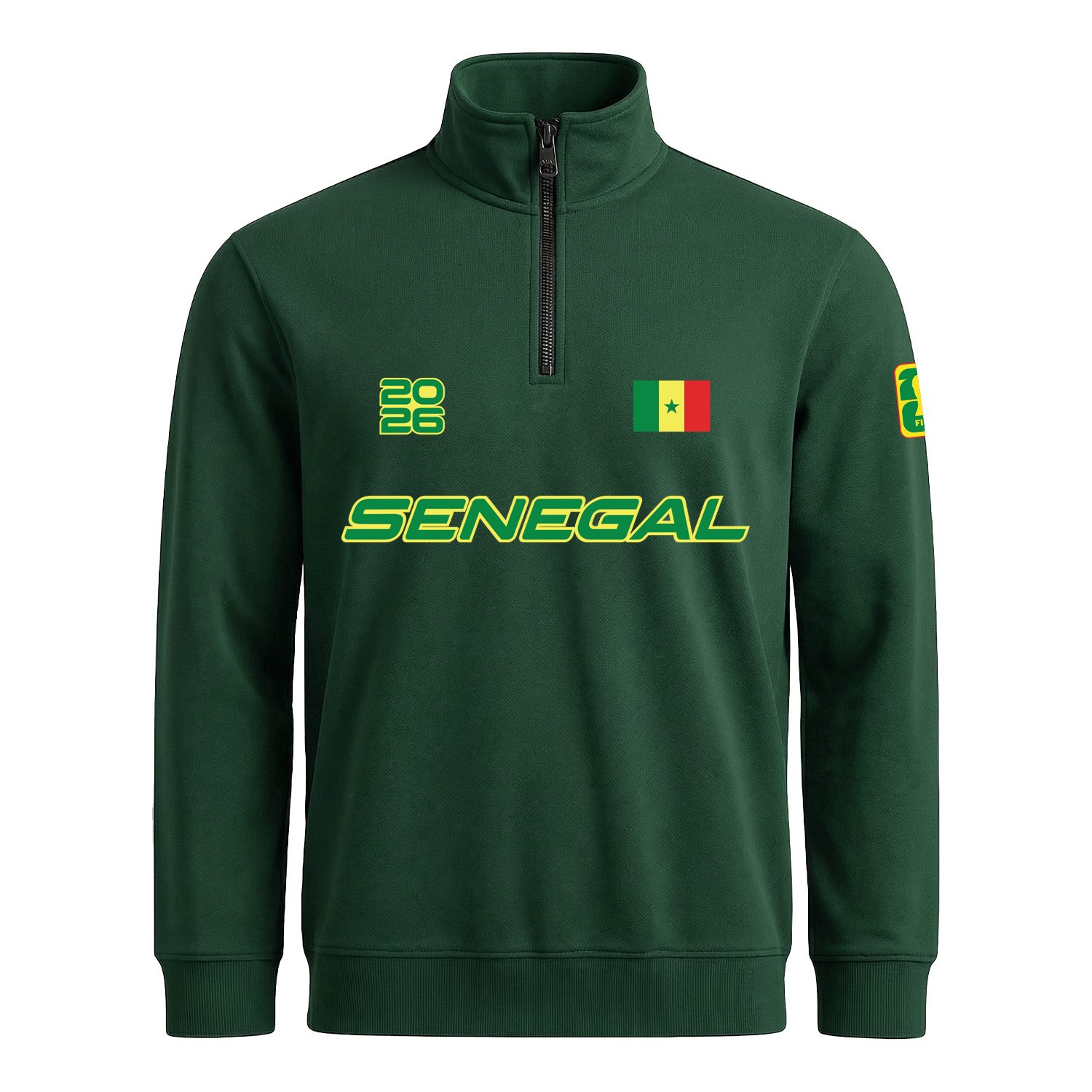 Senegal 2026 Yarım Fermuarlı Sweatshirt XL - Nefti Yeşili