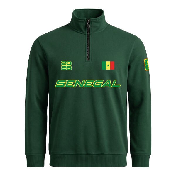 Senegal 2026 Yarım Fermuarlı Sweatshirt XL - Nefti Yeşili