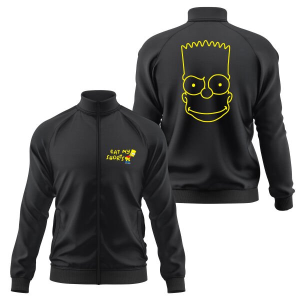 Eat My Shorts Bart Simpson Fermuarlı Sweatshirt L - Siyah