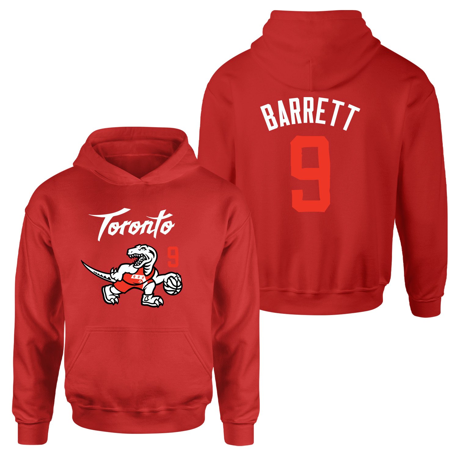 RJ Barrett 9 City Edition Raptors Hoodie S - Kırmızı