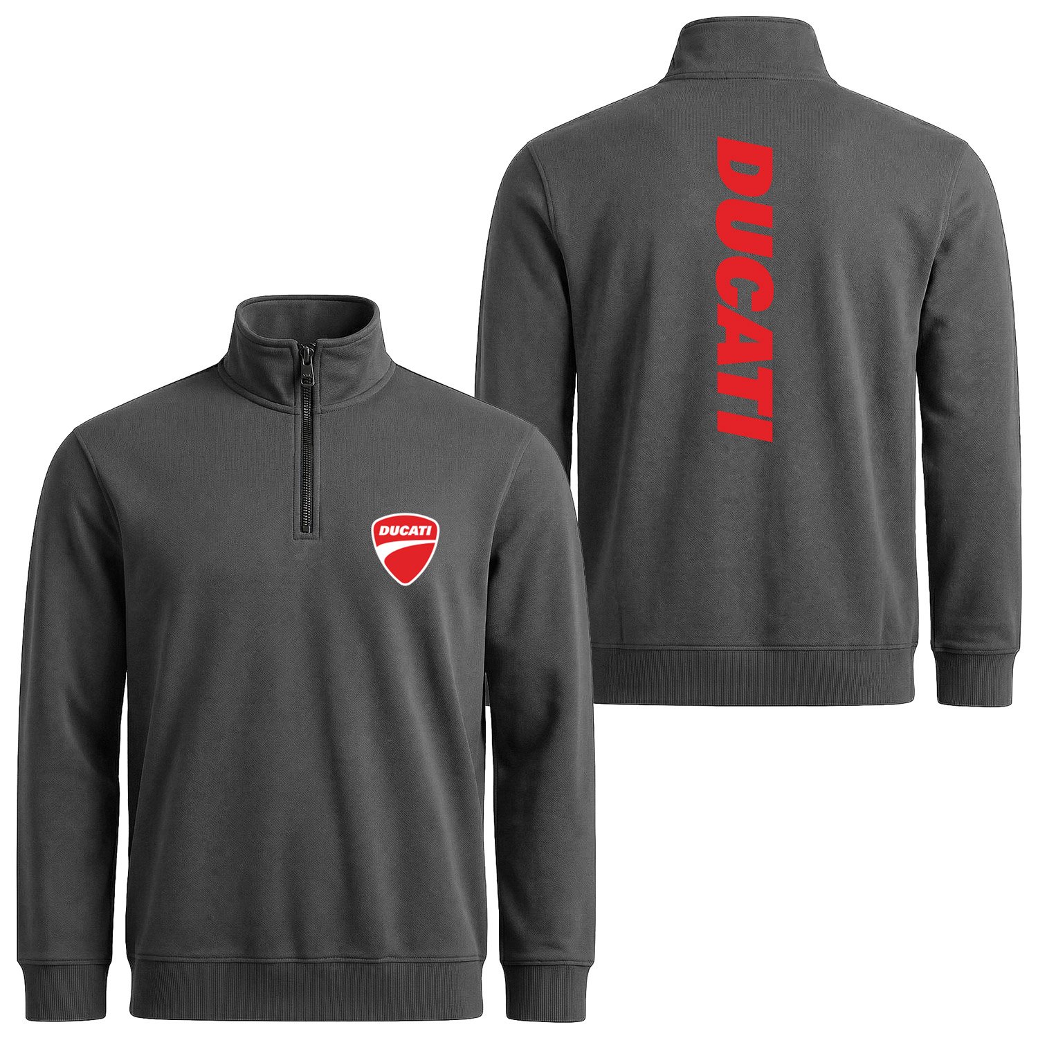 Ducati Basic Racing Yarım Fermuarlı Sweatshirt L - Füme