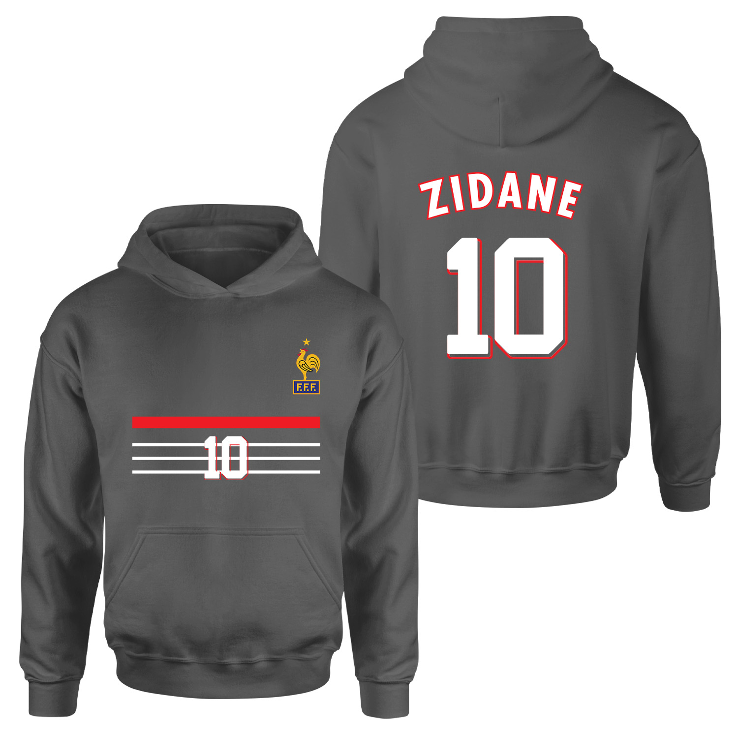 Zinedine Zidane 98 Fransa Hoodie XXL - Füme