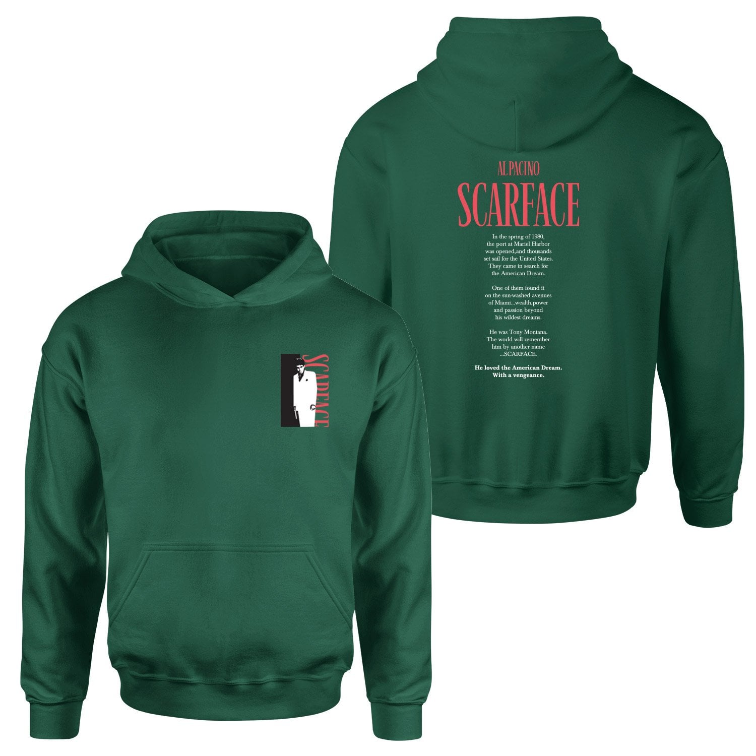 Scarface Al Pacino Hoodie L - Nefti Yeşili