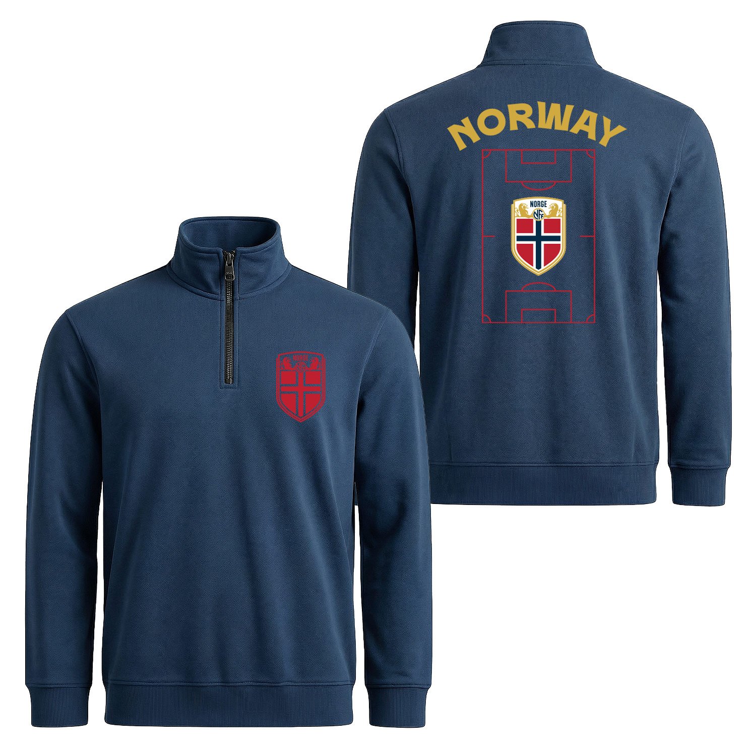 Norveç Dünya Kupası 2026 Yarım Fermuarlı Sweatshirt L - İndigo Mavisi